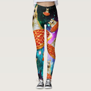 Leggings Chat à pizza de l'espace amusant