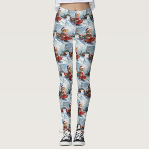 Leggings Chat abyssin en traîneau Laissez neige Noël