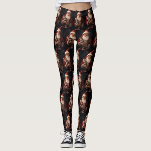 Leggings Chat abyssinien avec Noël Festif du Père Noël