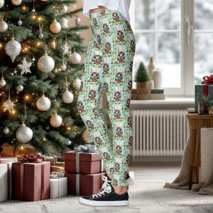 Leggings Chat cadeau de Noël Green Funny