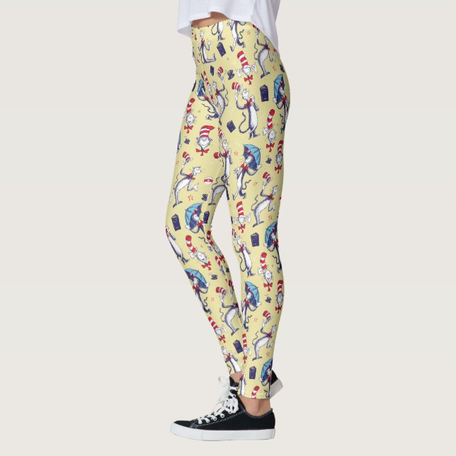 Leggings Chat Dans Le Casquette | Motif jaune (Gauche)