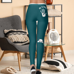 Leggings Chat de compagnie personnalisé rayures sarcelle fo
