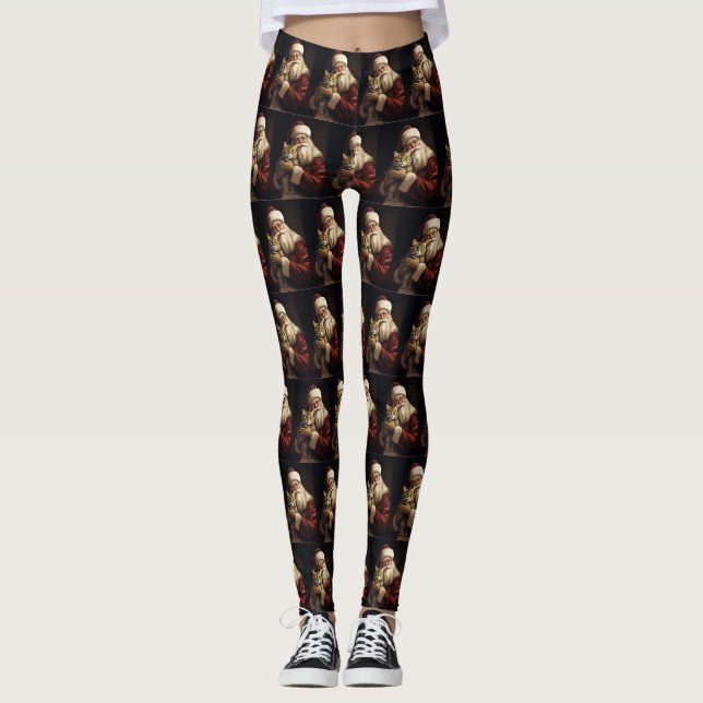 Leggings Chat du Bengale avec Noël du Père Noël (Devant)