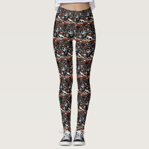Leggings Chat éffrayant avec des crânes