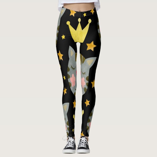 Leggings Chat Motif Cute Animaux Animaux (Devant)