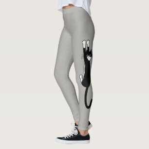 Leggings Chat noir et blanc accroché   Drôle Tuxedo Cat