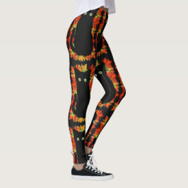 Leggings Chat noir, Feuilles d'automne motif, Halloween amu