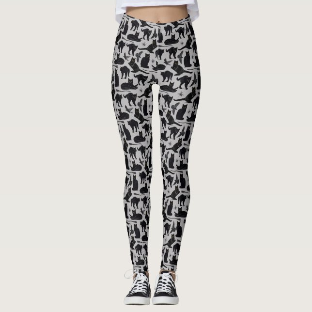Leggings Chat noir sorcier adulte (Devant)