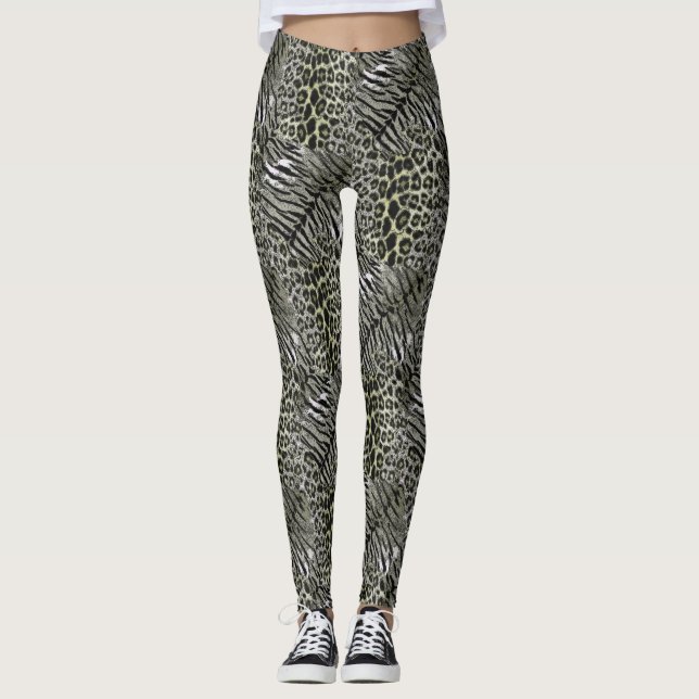 Leggings Chat rayé à pois tendance peau de tigre léopard (Devant)
