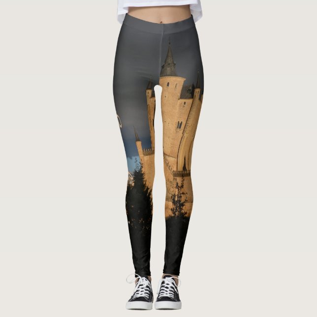 Leggings Château médiéval personnalisé Mode Yoga Nom (Devant)