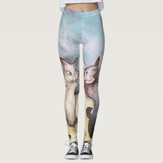 Leggings Chats, art original, couleurs en pastel, guêtres