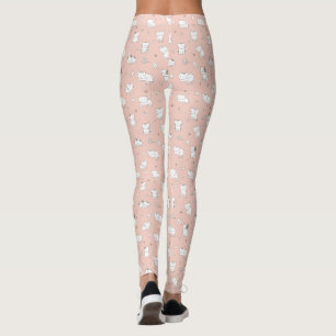 Leggings Chats de gribouillis sur rose