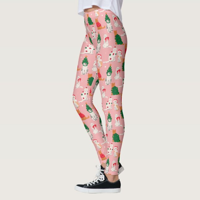 Leggings Chats de Noël en Motif d'attraction (Gauche)