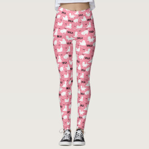 Leggings Chats Drôles En Positions De Yoga Motif Rose