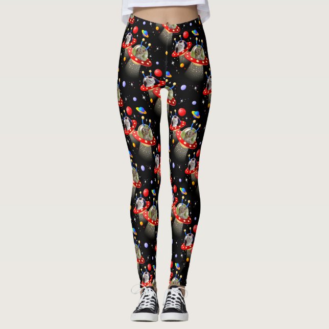 Leggings Chats et chatons dans les vaisseaux spatiaux OVNI (Devant)