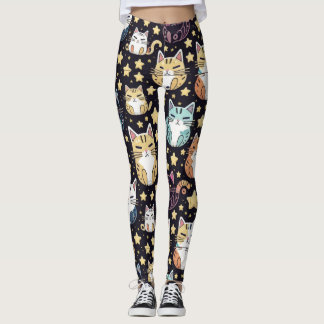 Leggings chats et étoiles
