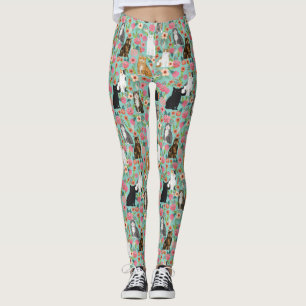 Leggings Chats Florals menthe vintage floral