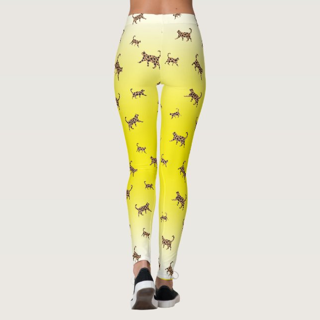 Leggings Chats Kitty léopard peau motif jaune dégradé Le (Dos)