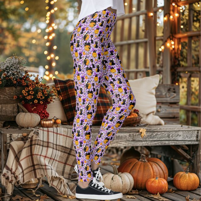 Leggings Chats noirs citrouille Halloween Candy (Créateur téléchargé)