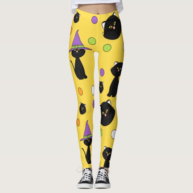 Leggings Chats noirs d'Halloween (Devant)