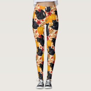 Leggings Chats noirs et citrouilles