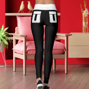 Leggings Chats Personnalisés Mignons Nom Chat Noir Blanc Ra