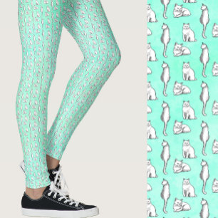 Leggings Chats sarcelles mignons à motif fantaisiste