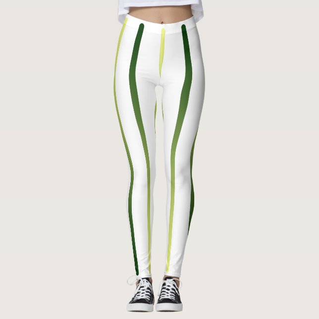 Leggings Chaux blanche barrée amincissant le pantalon (Devant)