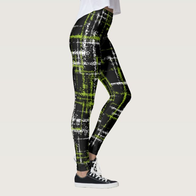 Leggings chaux et blanc sur croustilles abstraites noires (Droite)