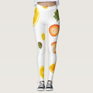 Leggings Chaux sucrée, kiwi & lichee motif sur blanc