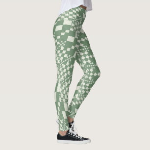 Leggings Chèques déformées en vert