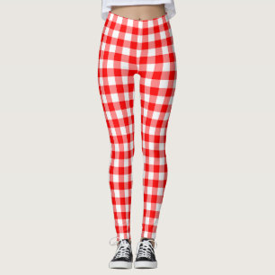 Leggings Chèques En vichy taille moyenne rouge et blanche
