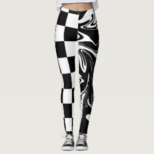 Leggings Chèques et tourbillons - Noir et Blanc