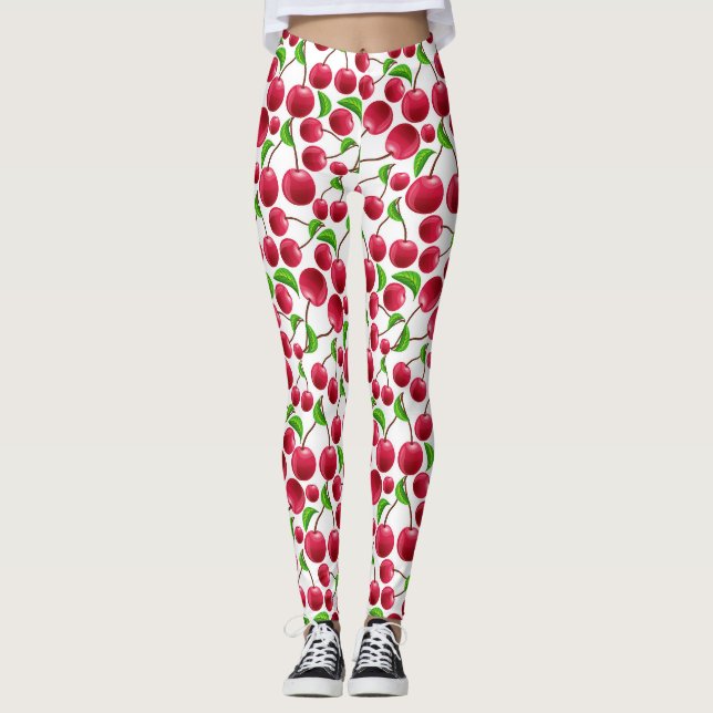 Leggings Chercher Imprimer Rétro Cerises Yoga Pilates Panta (Devant)