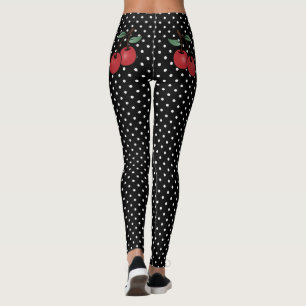 LEGGINGS CHERRY LOVE POKE POT POGINGS ROCKABILLY