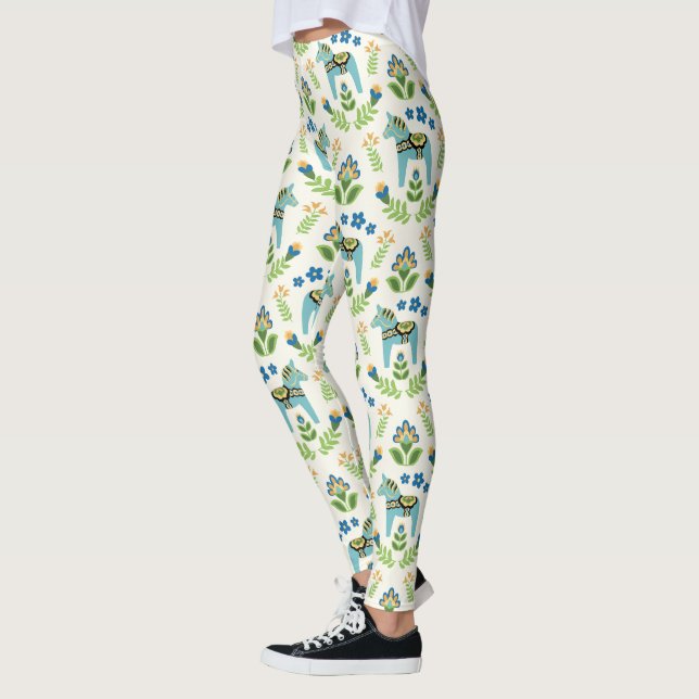 Leggings Cheval de Dala suédois Turquoise (Gauche)