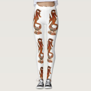 Leggings cheval de mer brun blanc