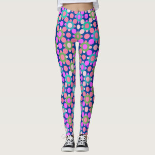 Leggings Chevauchement de Pois en rose et bleu vert BG