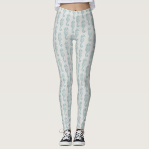 Leggings Chevaux de mer tropicaux, Motif hippocampe - gris 