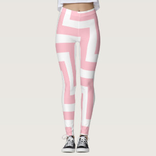 Leggings Chevron diagonal rose et blanc de grande taille