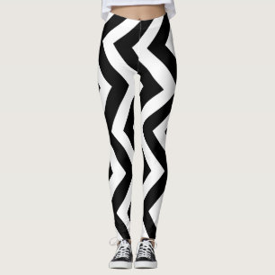Leggings Chevron vertical noir et blanc de grande taille