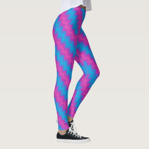 Leggings Chevrons Diagonaux bleu clair Turquoise Magenta