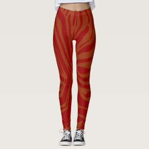 Leggings chic beige & rouge  imprimé zèbre