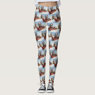 Leggings Chien Affenpinscher en traîneau Laissez neige Noël