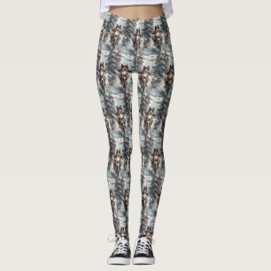 Leggings Chien Akita Américain en moto Noël