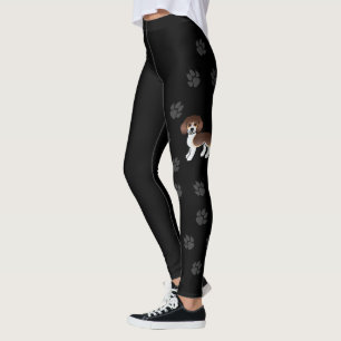 Leggings Chien Beagle tricolore au chocolat avec pattes noi