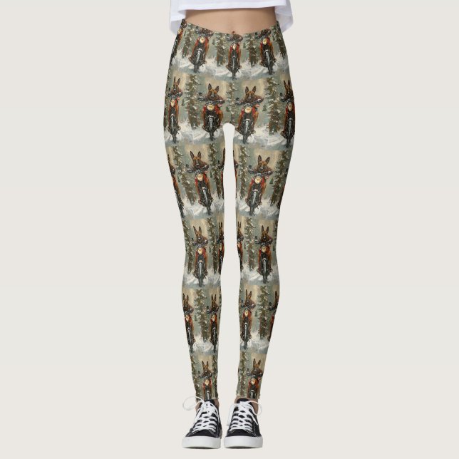Leggings Chien belge Malinoi équitation moto Noël (Devant)