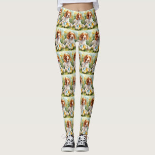 Leggings Chien Brittany Spaniel avec œufs de Pâques vacance