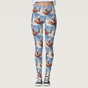 Leggings Chien Bull Terrier dans un traîneau Laissez neige