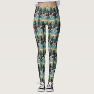 Leggings Chien de berger belge en moto Noël